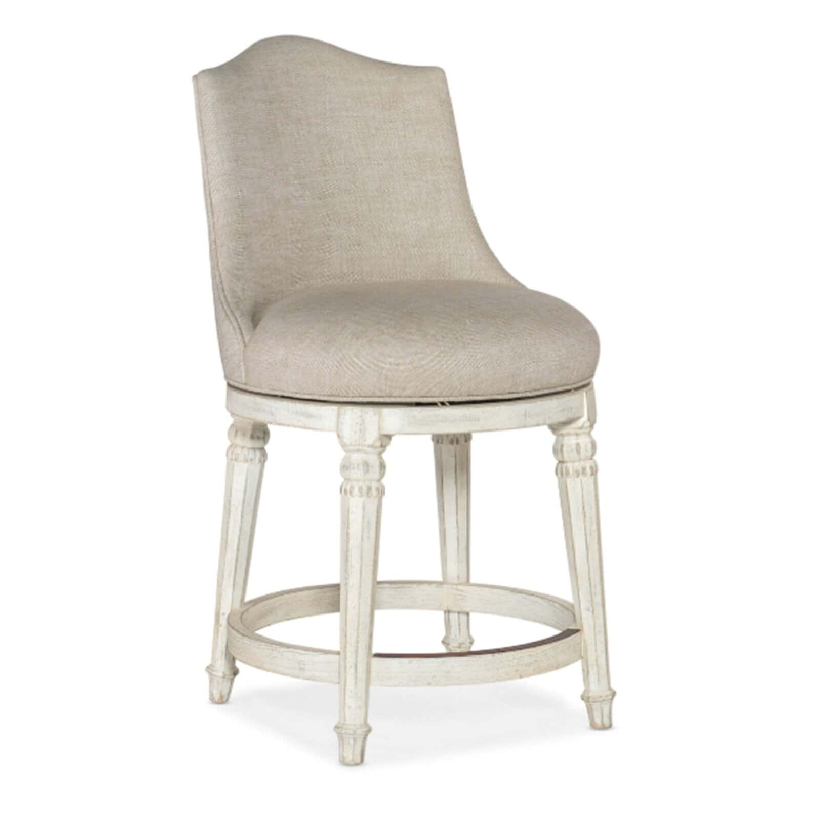 Traditions Counter Stool - Swanns Furniture Elegant Beige Upholstered Counter Stool With Wooden Legs And Circular Footrest, Perfect For Kitchen Or Bar Area.