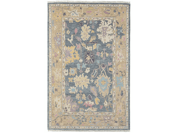 Karina 6791F Silver/Green area rug with floral and geometric patterns.
