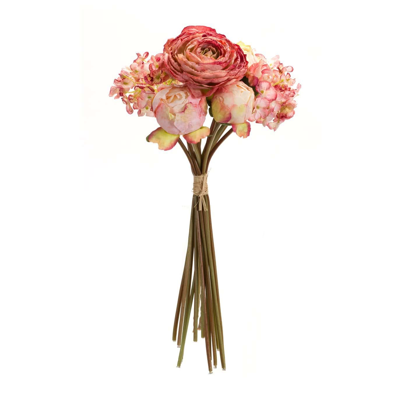 77759_2_ Coral Pink Peony And Hydrangea Flower Bouquet (Set Of 6) - Image 1