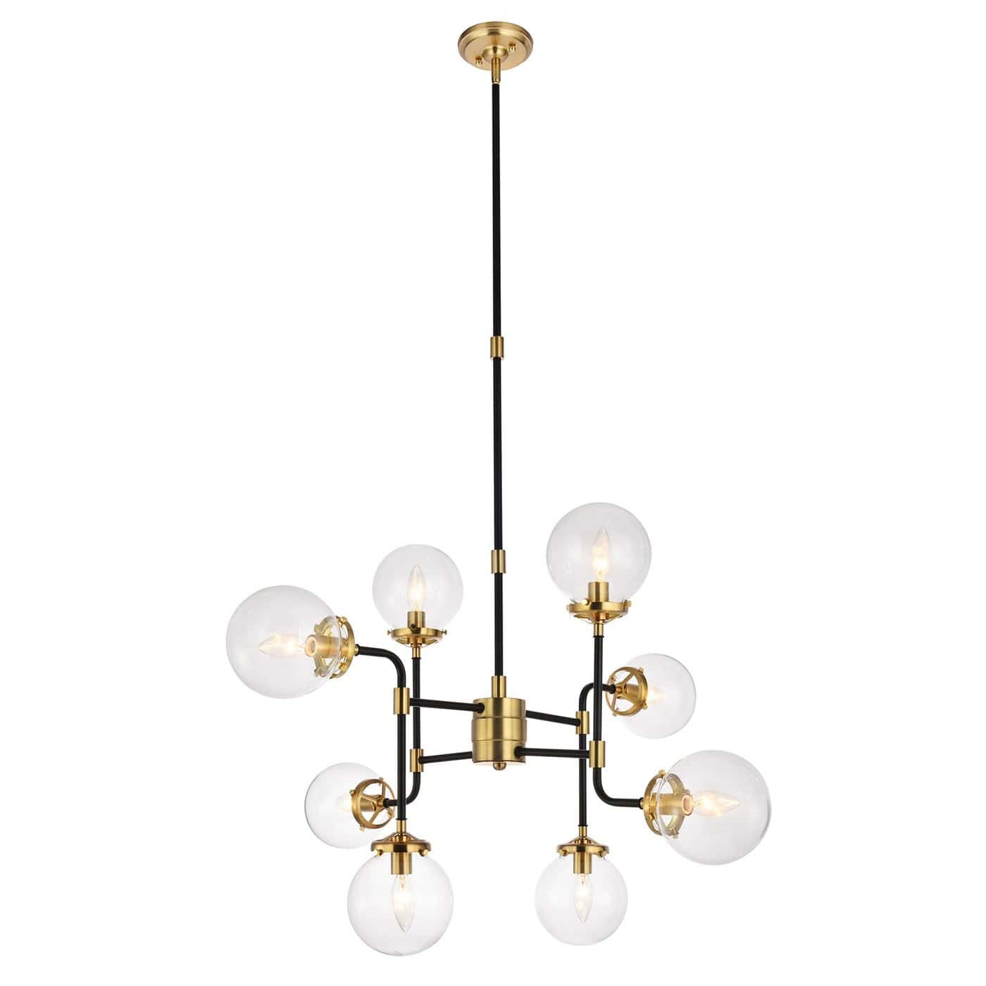 Hfl92378_Lg Ronan Chandelier | Clear Glass Globes With Black And Gold Finished Metal - Image 1