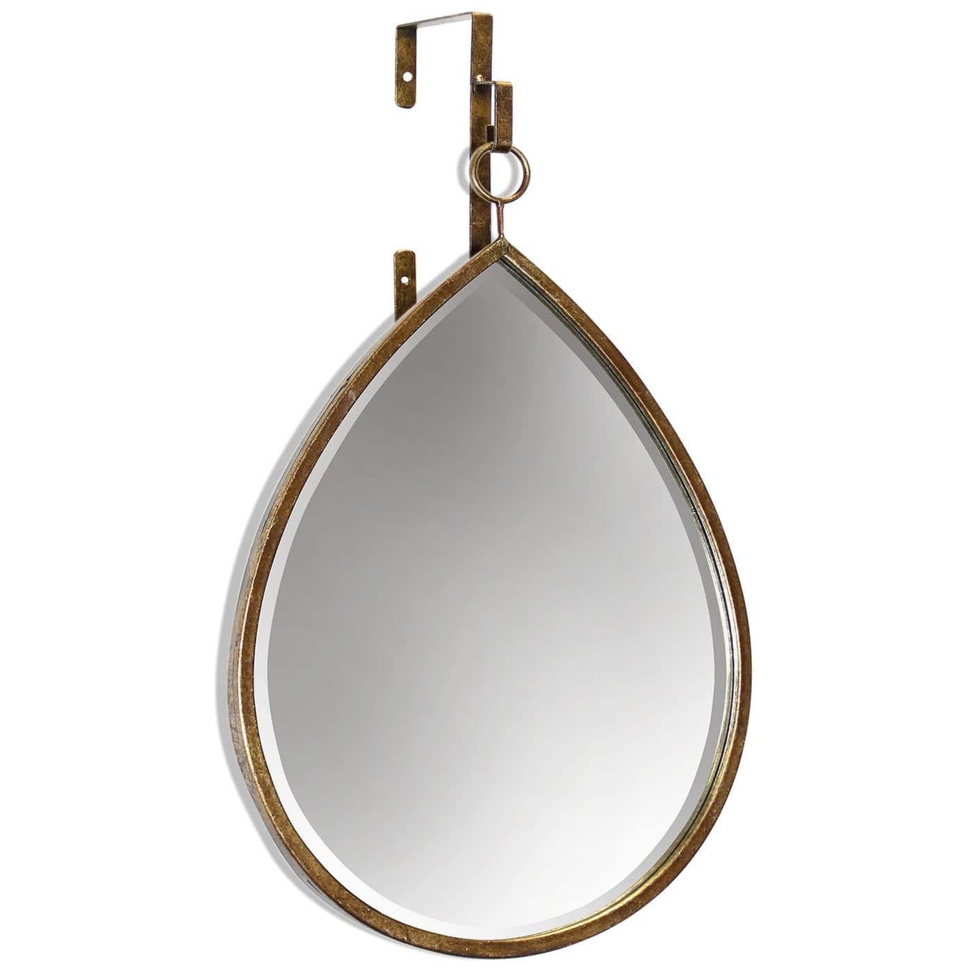 Hfm12521_Lg Haile Mirror- Teardrop | Antique Gold Finish On Metal Frame | Plain Glass Beveled Mirror - Image 1