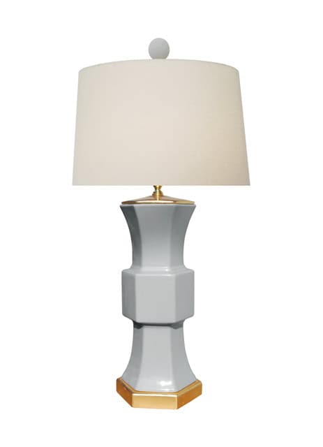 Lphs1014Aj Lphs1014Aj Porcelain Grey Hexagonal Vase Lamp - Image 1