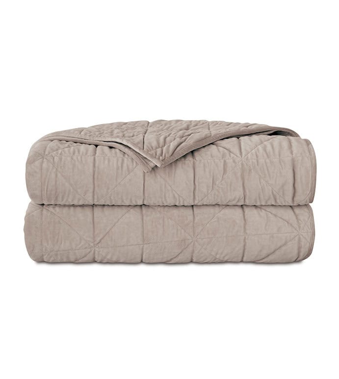 Cvq-43-Iv-1B Nova Quilted Velvet Super King Coverlet In Ivory - Image 1
