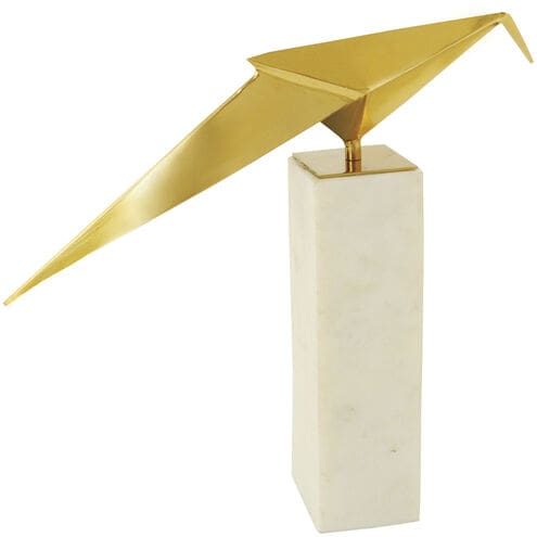 Hfa51142Ds Bird Gold And White Statue - Image 1