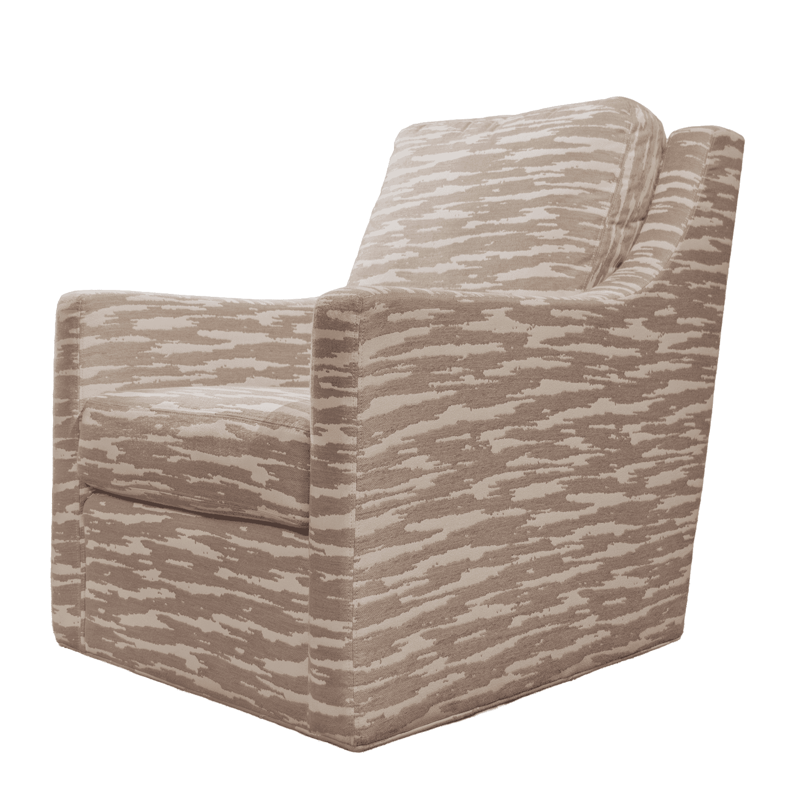 Chair Plush Beige And Cream Patterned Armchair With Tufted Back, Perfect For A Cozy Living Room Or Lounge Area. Elegant Design Offers Comfort And Style For Any Home Decor.