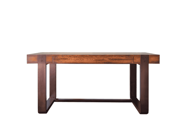 Sturdy wooden table with a rustic finish, featuring a solid top and thick legs, perfect for dining or workspace in Tyler, Texas.