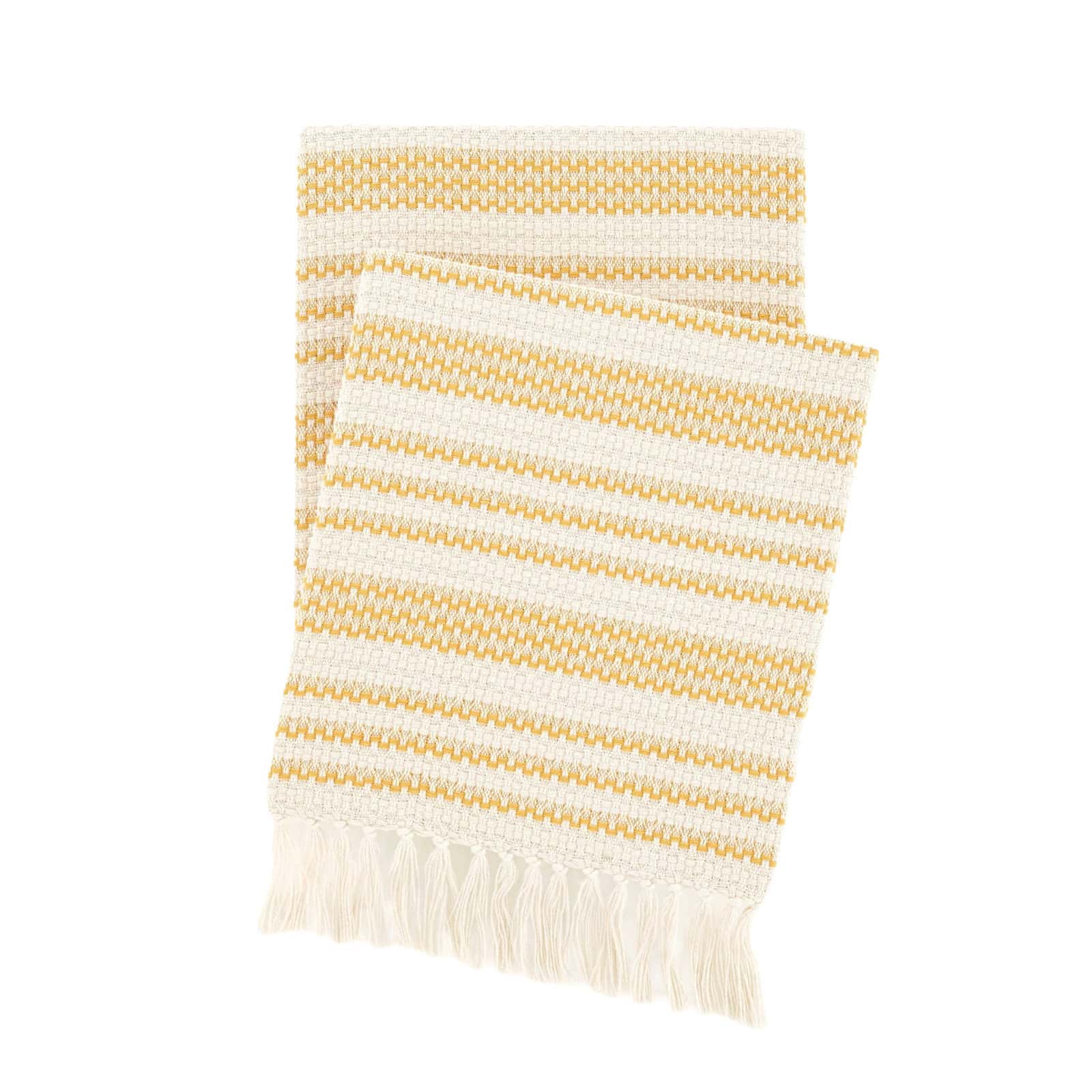 Newarrival5 Soft Yellow And Cream Woven Striped Throw Blanket With Fringe Detail, Perfect For Cozying Up Or Adding A Splash Of Color To Your Living Space.