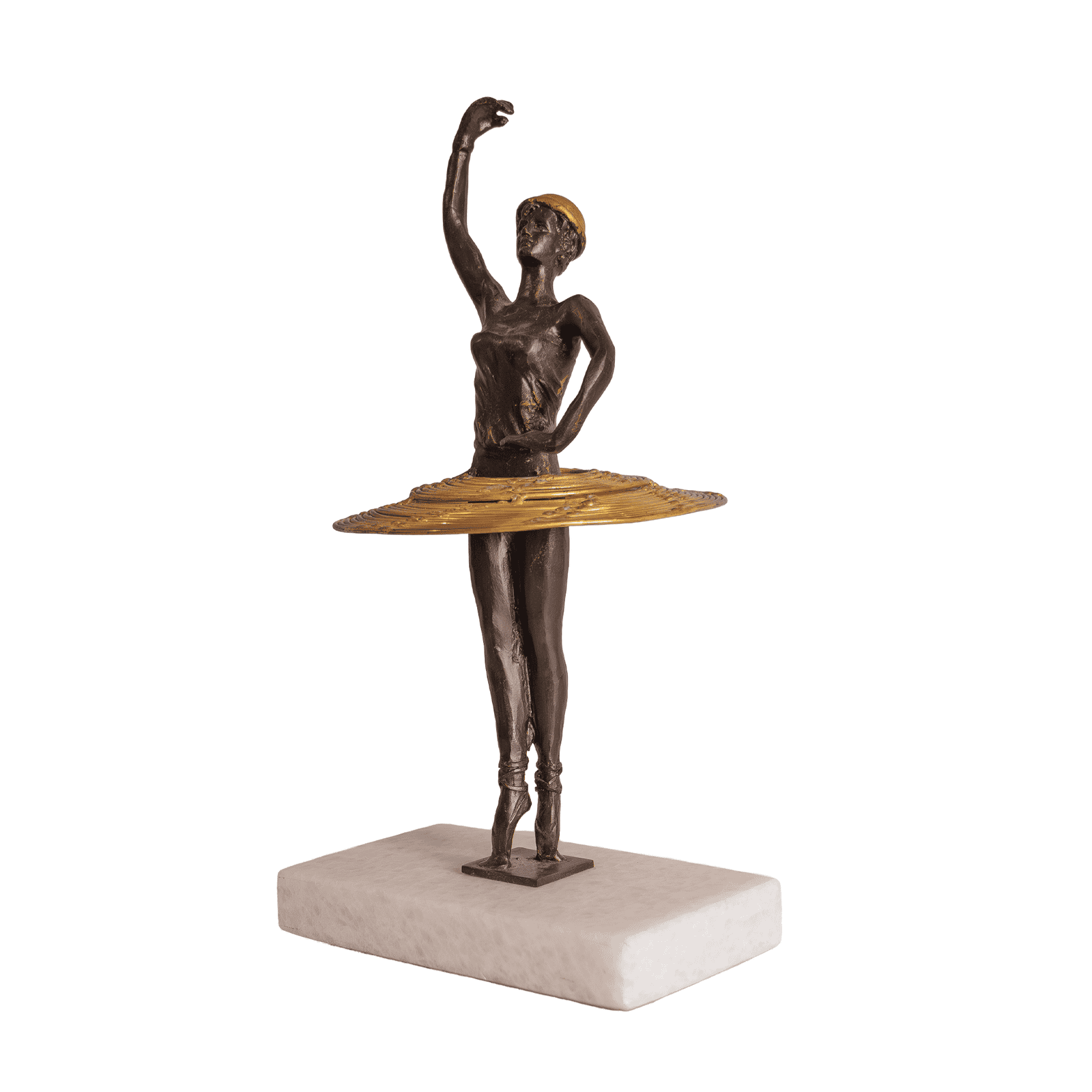 Sculpture 1 Bronze Ballerina Sculpture With Tutu On A Marble Base, Intricate Detailing, Artistic Home Decor Piece, Perfect For Dance Enthusiasts And Art Collectors.