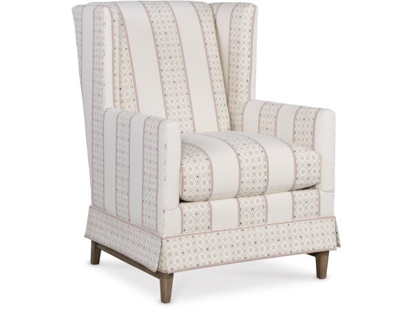 Luxurious upholstered armchair featuring classic stripe pattern and detailed fabric design, perfect for living rooms or reading nooks in Tyler, Texas.