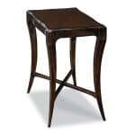Elegant dark wood side table with curved legs, perfect for living rooms or bedrooms, showcasing quality craftsmanship from Swann's Furniture in Tyler, Texas.
