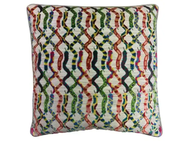 Brightly Colored Woven Pattern Throw Pillow With Intricate Design, Perfect For Adding A Vibrant Touch To Any Living Space.
