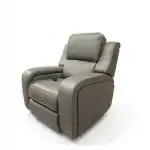 Gray recliner chair with plush cushioning and ergonomic design.