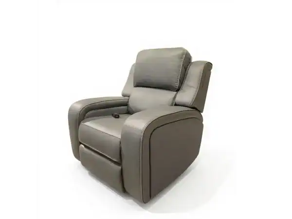 Gray recliner chair with plush cushioning and ergonomic design.