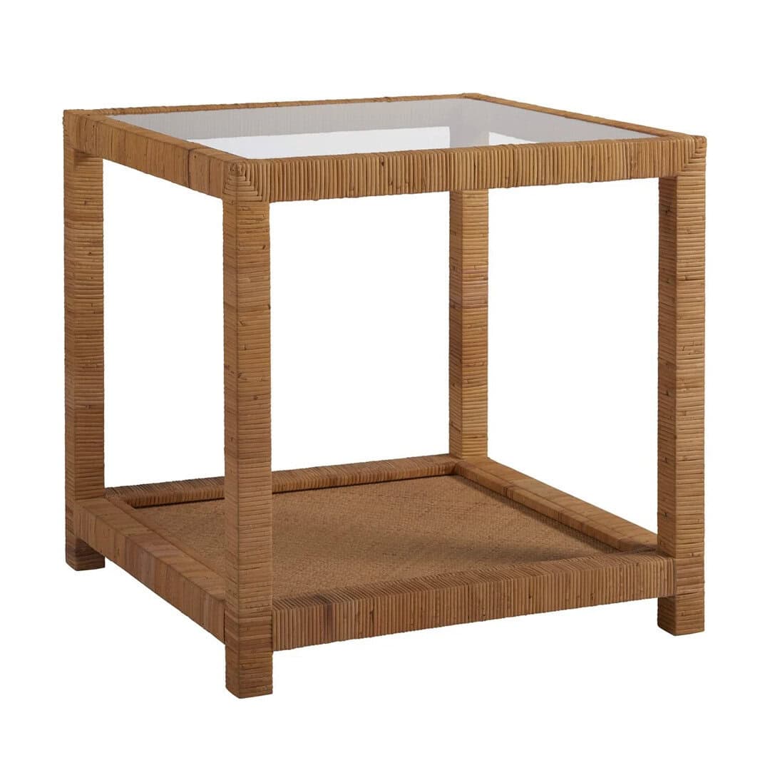 Long Key End Table - Swanns Furniture Wooden End Table With Glass Top And Lower Shelf, Ideal For Living Room Or Bedroom Decor.