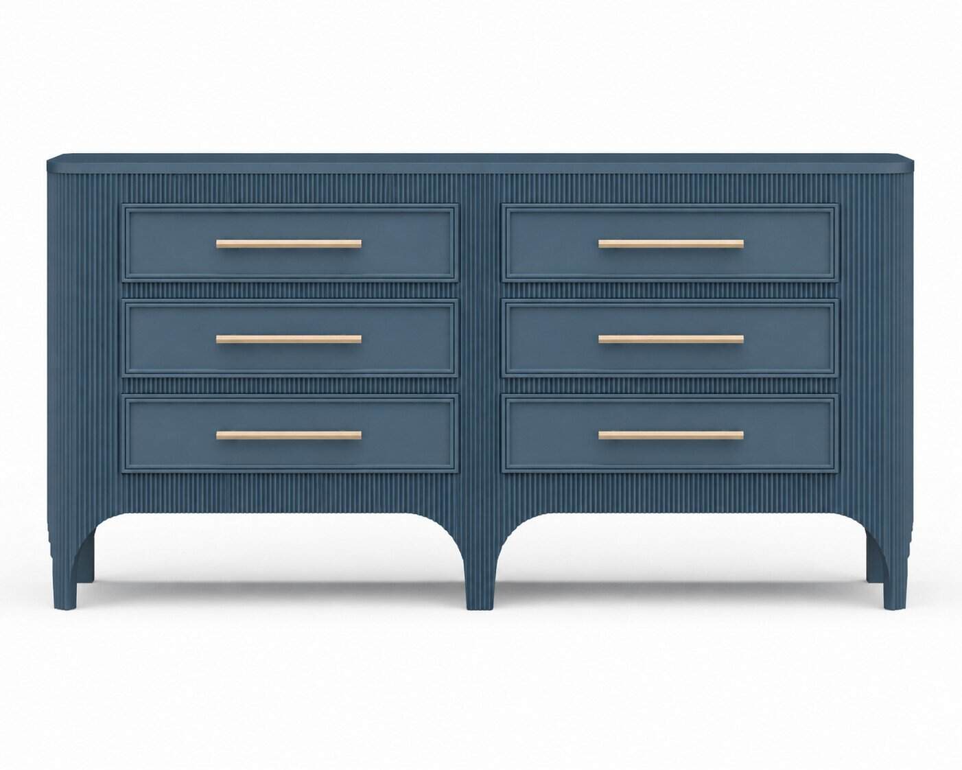 Blue Bilbao Commode With Six Drawers Elegant Blue Bilbao Commode With Six Spacious Drawers And Sleek Metal Handles, Perfect For Stylish Storage In Any Room.