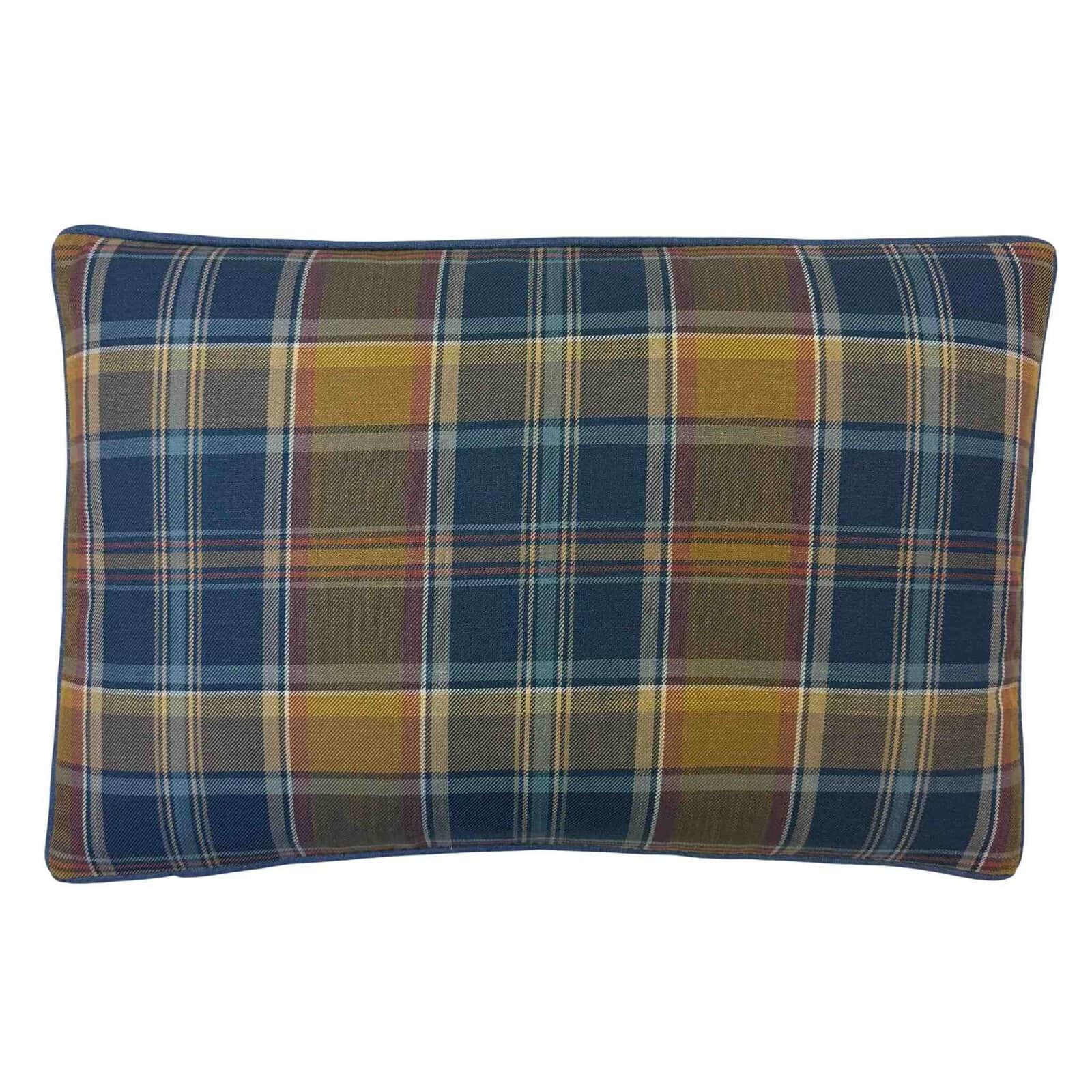Plaid Pattern Pillow For Home Decor Colorful Plaid Pattern Pillow With Blue, Yellow, And Green Hues, Perfect For Adding A Cozy Touch To Living Room Or Bedroom Decor.